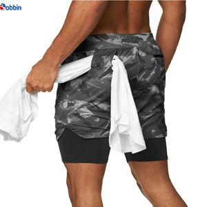 Shorts pour hommes personnalisés, shorts de course pour hommes, shorts d'entraînement en plein air, shorts de jogging camouflage pour hommes, shorts de fitness 2 en 1 avec doublure plus longue - Product Image 1