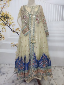 Costume de fête pakistanais 3 pièces robe brodée avec pantalon et Dupatta pour mariage ou Eid robe formelle indienne 3 pièces - Product Image 5