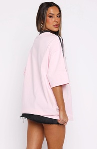 Camiseta Holgada de Verano Rosa Bebé, Ecológica, con Estampado, para Mujer - Product Image 4