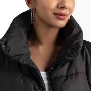 Chaqueta Corta de Invierno para Mujer, Elegante, Impermeable, Acolchada, con Cuello Alto, Forro de Nailon Transpirable, Diseño de Solapa, Acabado de Lona - Product Image 4