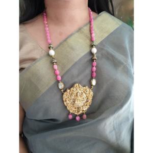 Ensemble de pendentifs temple en or fin avec boucles d'oreilles accessoires de bijoux en cuivre avec perle plaqué or pour dames cadeau parfait - Product Image 2