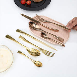 Juego de cubiertos de acero inoxidable dorado de primera calidad, elegante, ideal para el hogar, la cocina, restaurantes, hoteles, cenas y uso regular. - Product Image 1