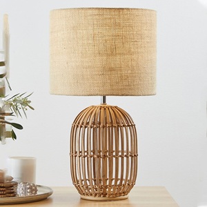 Lámpara de Escritorio de Mimbre y Ratán Hecha a Mano, Estilo Rústico, con Iluminación LED Blanca Cálida y Diseño Creativo - Product Image 6