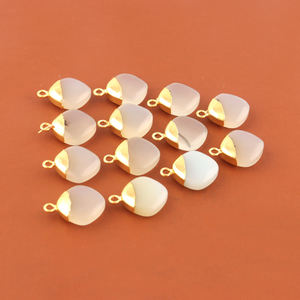 Encantadora forma de cojín cabujón calcedonia blanca DIY conectores de fabricación de una sola fianza 18K chapado en oro encontrar conectores de joyería - Product Image 4