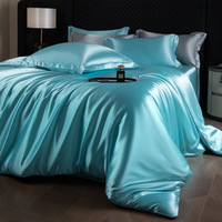 Parure de lit de luxe en fausse soie de mûrier, housse de couette et drap en satin doux et lisse pour la décoration de chambre