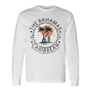 T-shirt a maniche lunghe estiva tropicale Caraibica, promozionale per vacanze al mare nelle Bahamas, Nassau - Product Image 1