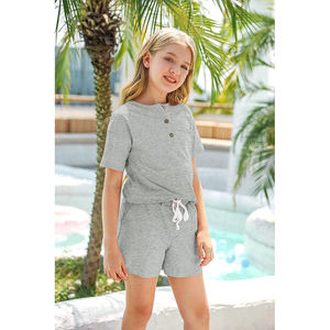 ชุดเสื้อผ้าเด็กสำหรับฤดูร้อนเสื้อยืดผ้าฝ้ายแขนสั้น & กางเกงขาสั้นลายพื้นสำหรับเด็กผู้ชายออกแบบได้ตามต้องการ - Product Image 4