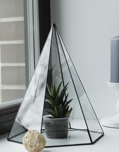 2025 Black Metal Framed Multipurpose Glass Terrarium for Home Christmas Decorations <b>Candles</b> & Plants Pyramid Shape Terrarium - Product Image 5