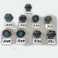Anillos Clásicos de Aleación de Cobre Plateados en Plata, Libres de Níquel, con Turquesa Creada en Laboratorio, para Hombre y Mujer, Hechos a Mano en Nepal, para Uso Diario