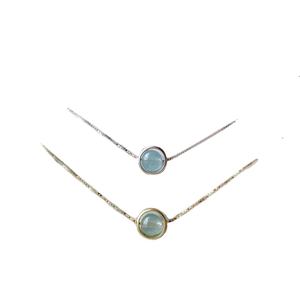 Wholesale 18\" <b>Long</b> Handmade <b>Necklace</b> with Natural Aquamarine Gemstone Beads Smooth Round Shape 92.5 Sterling <b>Silver</b> Link <b>Chain</b> - Product Image 1