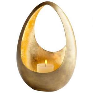 Bougeoir en laiton et métal de super qualité avec un design de forme ovale, fini poli doré, utilisé pour désherber les fêtes à domicile. - Product Image 1