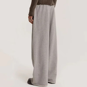 2025 nuevos pantalones de chándal deportivos de invierno personalizados para hombres pantalones de jogging de lana con cordón informal cintura media frente plano liso teñido de punto - Product Image 4