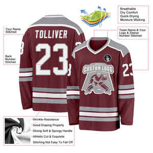 Maillots de hockey pour jeunes Impression par sublimation Uniforme international de hockey sur glace Vêtements de hockey sur glace personnalisables - Product Image 4