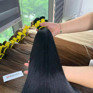 Cabello humano virgen de lujo a granel al por mayor de fábrica Natural negro sedoso suave enredo libre de desprendimiento - Product Image 1