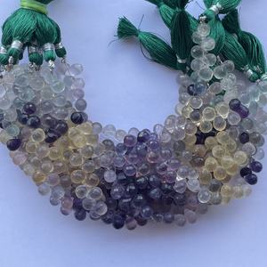 4mm 6mm 8mm Natural Multi fluorita piedra facetada Briolette lágrima cuentas hebras al mejor precio de fábrica al por mayor en línea India - Product Image 1