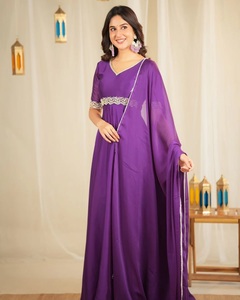 ATTRACTIVE GEORGETTE EMBROIDERY DIAMOND STONE WORK GOWN BOTTOM WITH DUPATTA BLACK - Product Image 3