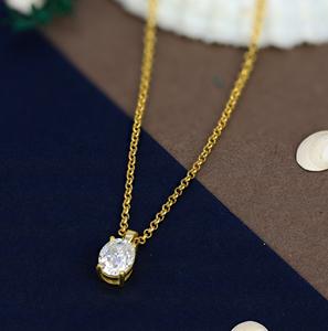 Collar con Colgante de Piedra Preciosa Moissanita de Corte Ovalado Facetado, Chapado en Oro Sólido de 18 Pulgadas de Largo, Plata de Ley 925 - Product Image 1