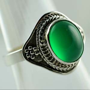 <b>925</b> Sterling <b>Silver</b> Green Onyx Handmade <b>Ring</b> Boho July Birthstone Jewelry Licensed Perfect Gift for Her Birthday Anniversary - Product Image 3