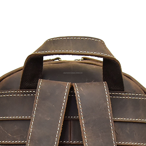 Sac à dos scolaire unisexe en cuir avec logo personnalisé, compartiments pour ordinateur portable, sac de voyage vintage, fabricant d'usine - Product Image 4