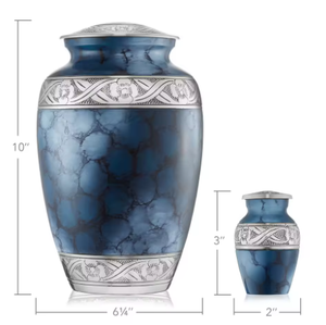 Urnas de Recuerdo Personalizadas, Ecológicas, Hechas a Mano, de Aluminio, para Adultos y Bebés, Venta al por Mayor, Urnas Únicas para Cenizas Humanas, Florero de Mesa Azul - Product Image 2