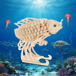 Jothers Educatieve Diy Houten Oceaandier 3d Puzzelkit 51 ~ 100 Stukjes Kinderen Leren 3 Sterren Moeilijkheidsgraad Tuin Zee - Product Image 1