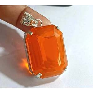 AAA+ คุณภาพสูงสุด สีส้มธรรมชาติ 93.00 กะรัต มรกตโอปอล จี้เงินแท้ 925 พลอยหลวม Cus-Jew33 - Product Image 1