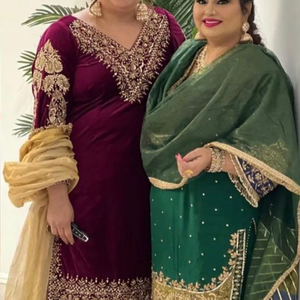 KURTA & SALWAR sur tissu de soie élégant embellissant les perles de verre cristal, DABKA travail pour les tenues de fête @ 2022 - Product Image 1