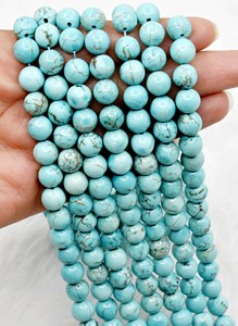 Bulk Loose Round <b>Beads</b> Strands of Turquoise Howlite Healing Gemstone 8MM Round <b>Stone</b> <b>Beads</b> - Product Image 2