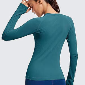 Vente directe d'usine T-shirts à manches longues de yoga coupe ajustée XL conçus sur mesure Chemises en tissu imprimé à séchage rapide - Product Image 6