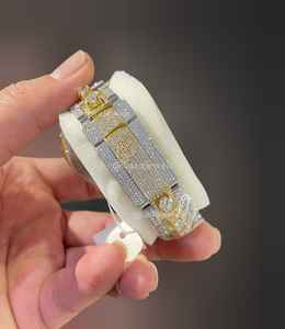 Customized Luxury Iced Out VVS Moissanite Diamond Two Tone Stainless Steel Automatic Hip Hop <b>Watch</b> Limited Edition - Product Image 4