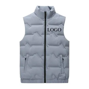 High Quality Oem Odm Winter Thick Waterproof Men Winter Clothes Custom Jacket Grey Waistcoat Puffer Vest Men Plain