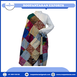 Écharpe en soie Kantha réversible de luxe, fabriquée à la main, en coton de haute qualité, personnalisée par un fabricant indien, en promotion - Product Image 2