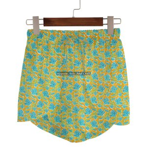 Shorts cruzados de algodón con estampado de bloques índigo para mujer, ropa de descanso de verano, colección para chicas de playa, estilo baby doll - Product Image 6