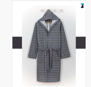 Femmes/hommes robe de chambre en jersey/peignoir à capuche extra doux teint en fil - Product Image 2