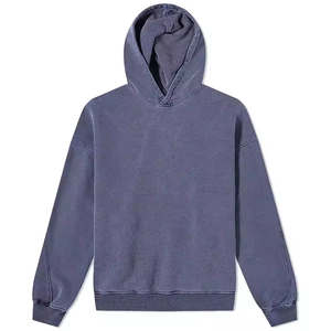 Sudadera con capucha cuadrada recortada para hombre de rizo francés de gran tamaño Estilo de moda sin cordón sudaderas con capucha lisas - Product Image 4