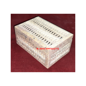Rectangular Shape Soapstone Carving Jewelry <b>Box</b> With Fine Finishing And Best Workmanship <b>Floral</b> Design For Gifting Purpose - Product Image 1