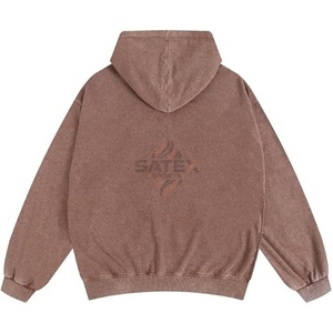 Nouveau sweat à capuche unisexe vintage en coton 100% brodé avec logo personnalisé, effet délavé, respirant, avec fermeture éclair, idéal pour l'hiver, vente en gros de sportswear de haute qualité - Product Image 5