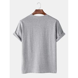 เสื้อยืดลำลองสีน้ำเงินเข้มของผู้ชายเสื้อยืดทรงพอดีตัวปกติเสื้อยืดสีพื้นซักได้ครึ่งแขนทนทานดีที่สุดผลิตในอินเดีย - Product Image 5