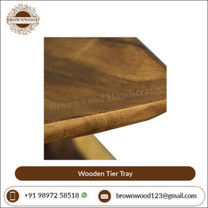 Plateau de service élégant en bois à 3 niveaux Design carré fait main de qualité supérieure avec poignée en fer pour affichage décoratif - Product Image 4