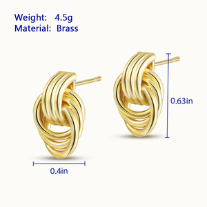 Vente en gros de boucles d'oreilles de haute qualité bijoux de mode plaqué or 18 carats en laiton délicat cercle <span class=keywords><strong>noeud</strong></span> boucles d'oreilles pour les femmes - Product Image 2