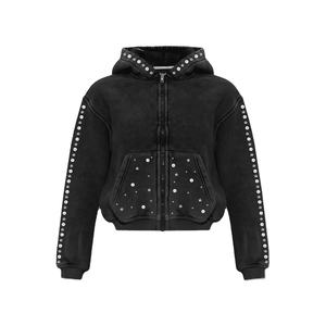 Vente Flash 2026 – Sweat à Capuche Unisexe 400 GSM Brodé de Strass Coupe Classique avec Effet Délavé Acide – Personnalisable pour l'Hiver - Product Image 1