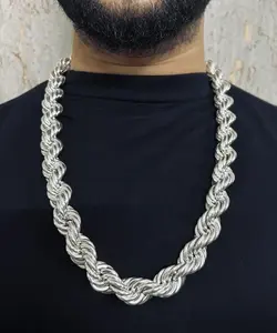 17mm Rope Chain in 925 Silver Handmade Rope Chain on <b>Birthday</b> Gift Anniversary for Men's Fashion <b>Accessories</b> - Product Image 1