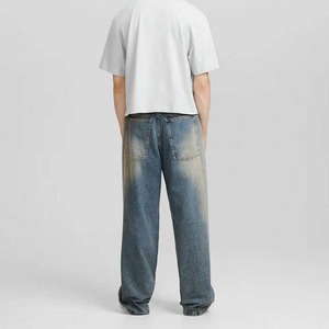 Service OEM bonne haute qualité Logo personnalisé vente à chaud grande taille homme jean jambe large Vintage à vendre lavé/homme jean - Product Image 2