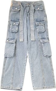 Tùy Chỉnh 100% Cotton Denim Quần Mô Hình Rắn Thoáng Khí Dệt Kim Dệt Phong Cách Giản Dị Nhiều Túi Màu Nhẹ Quần Vận Chuyển Hàng Hóa - Product Image 3