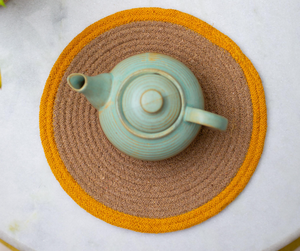 MORE Luxury Modern Design 15 Inches <b>Round</b> Multi-Color Jute <b>Placemats</b> Set 6 Braided Desk Pads for Kitchen Dining Wholesale - Product Image 1