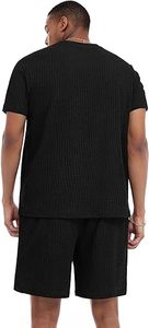 Ensemble de vêtements de sport d'été 2 pièces pour hommes-T-shirt et short assortis pour l'entraînement sportif-Tenue quotidienne décontractée - Product Image 5