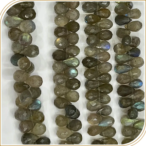 Piedra Preciosa de Labradorita Multifuego Natural de Alta Calidad AAA, Facetada en Forma de Lágrima, Tamaño de Hilo de 8 Pulgadas, Tamaño Aproximado de 5-6 mm - Product Image 5
