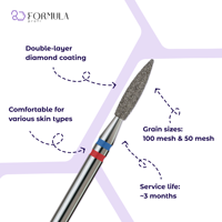 Foret à ongles diamanté bleu+rouge XL 2,3 mm, best-seller, en acier inoxydable, parfait pour les professionnels de la manucure