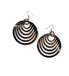 Good quality Buffalo Horn Earring round shape with best lining design home function wearing antique earrings