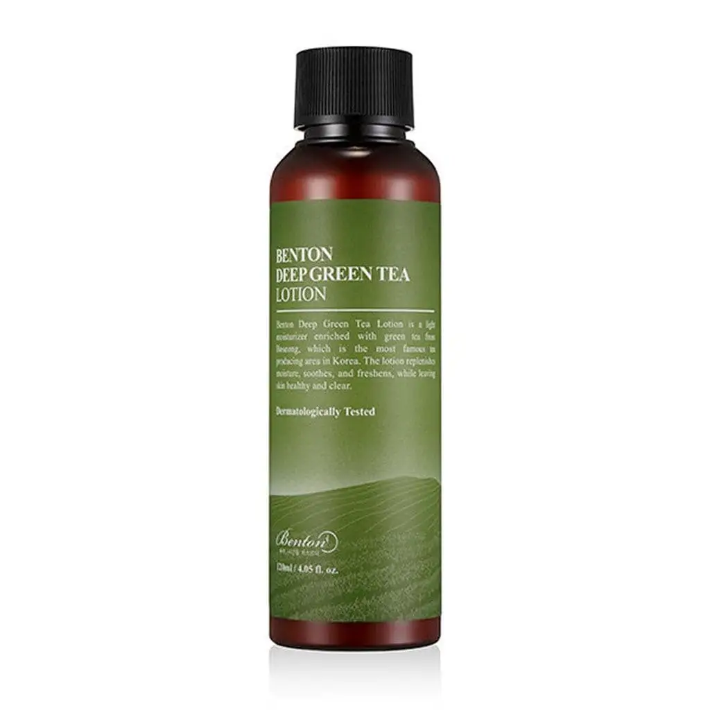 Benton lotion au thé vert profond, lotion pour le visage nourrissante et hydratante de 120ml pour les peaux grasses et sensibles, apaisante et purifiante pour la peau